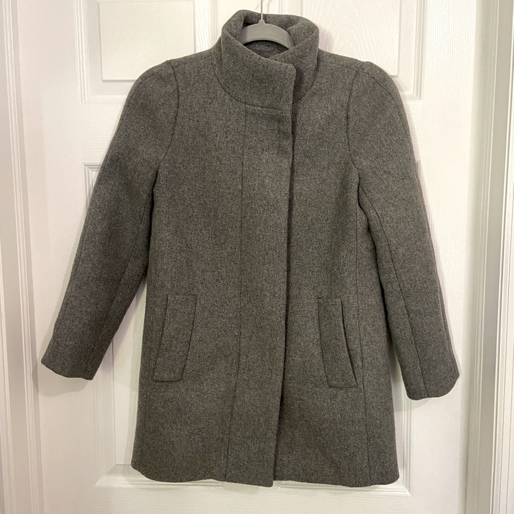 J. Crew Mercantile Gray Side Zip Wool Coat 00P
